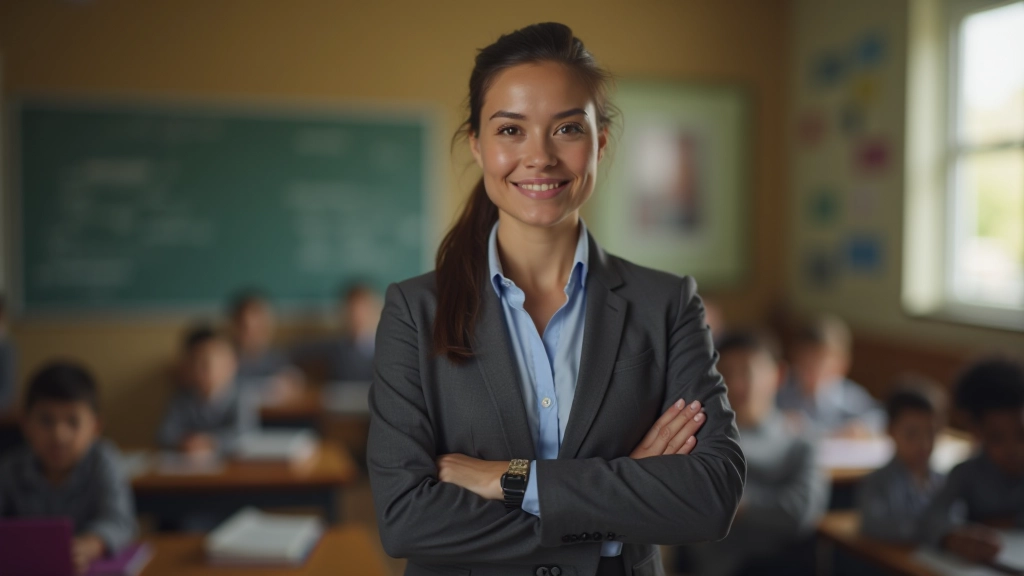 Teacher in classroom with students, engaged in discussion and mentoring interaction